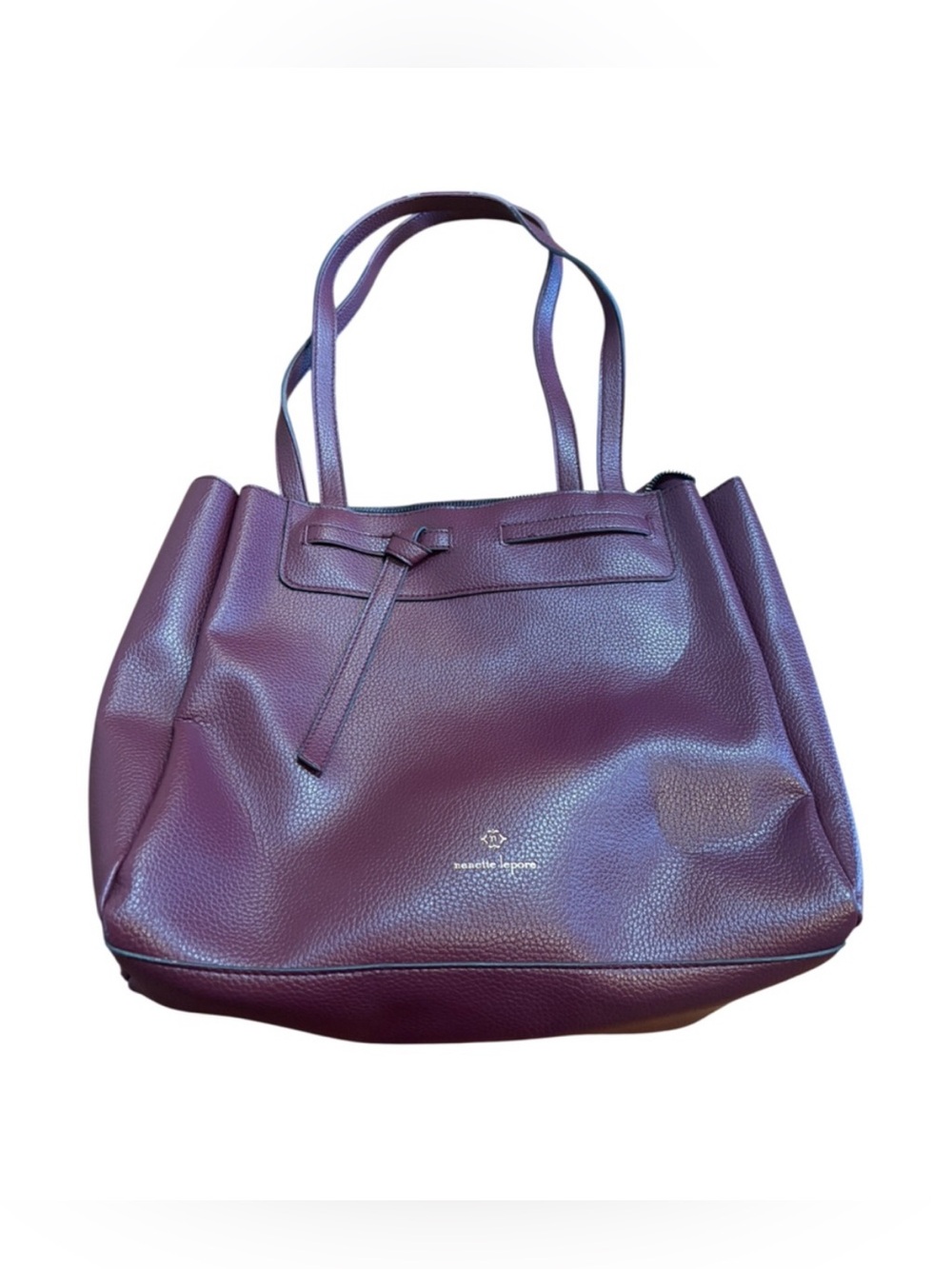 Nanette Lepore Burgundy Oxblood Oversized Tote Fall Work Bag Faux Leather Pebble